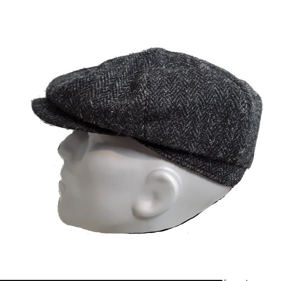 PEAKY BLINDERS Hartside Harris Tweed® Newsboy Cap HS28 in BLACK - PICK SIZE - Picture 5 of 11
